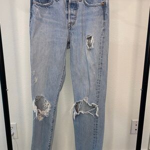 Levi's Light Blue Distressed Boyfriend Jeans